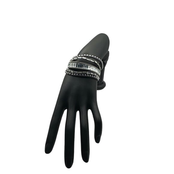 Rollin in Rhinestones Snap Cuff Bracelet in Gray 7.5 - 8 inch Adjustable - Picture 1 of 5